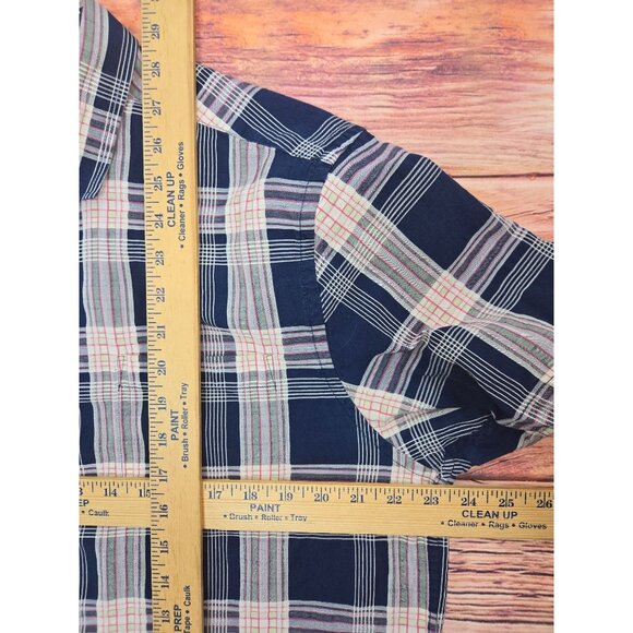 Tommy Bahama Mens XL Blue Plaid Shirt 88% Cotton 12% Silk Blend - Picture 9 of 9